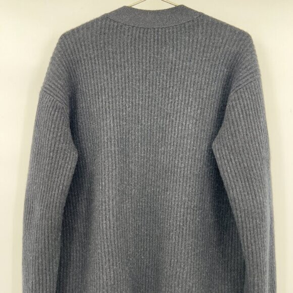 Vince Black Ribbed Wool Cashmere Cardigan Long Line Open Front M - Picture 5 of 8